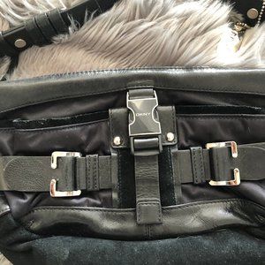 DKNY Black Leather / Suede Shoulder Bag Purse